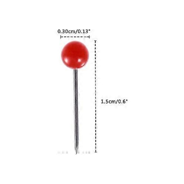 Pioneze за карти, кръгли, 10 цвята, 1/8x3/5 инча, комплект 500 бр