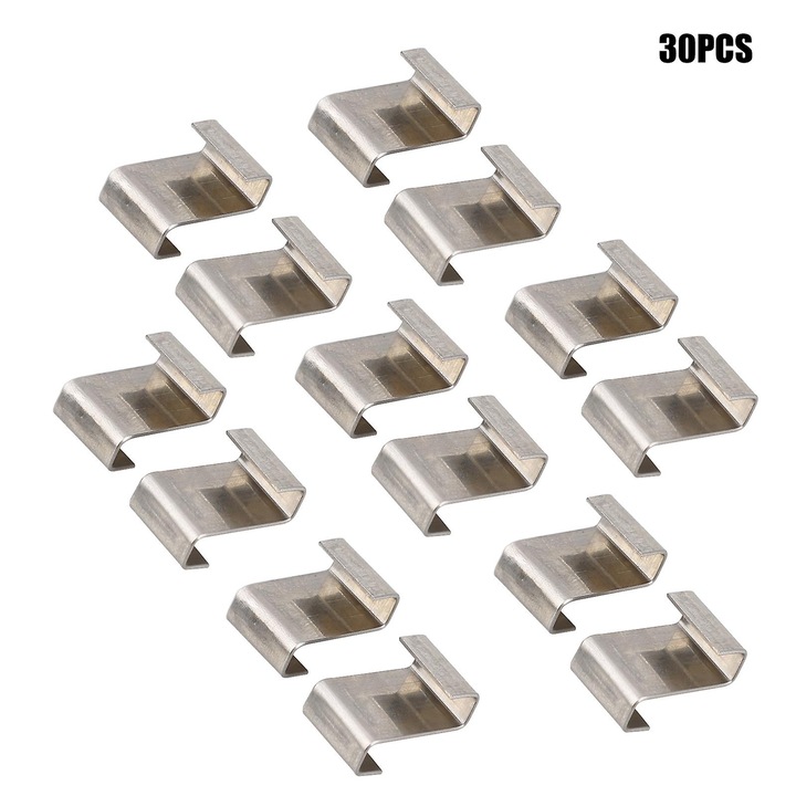 Set cleme fixare din otel inoxidabil pentru sere, tip W si Z, 7.7x3cm si 1.2x0.9cm, 30 sau 120 bucati