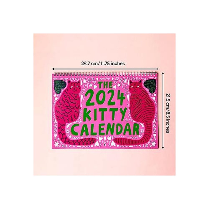 Calendar de birou 2024, model pisici colorate, 29.7x21.5cm