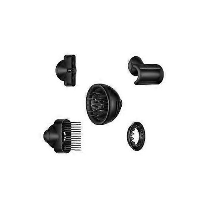 Difuzor 2 in 1 pentru par, negru-gri, plastic, accesorii set