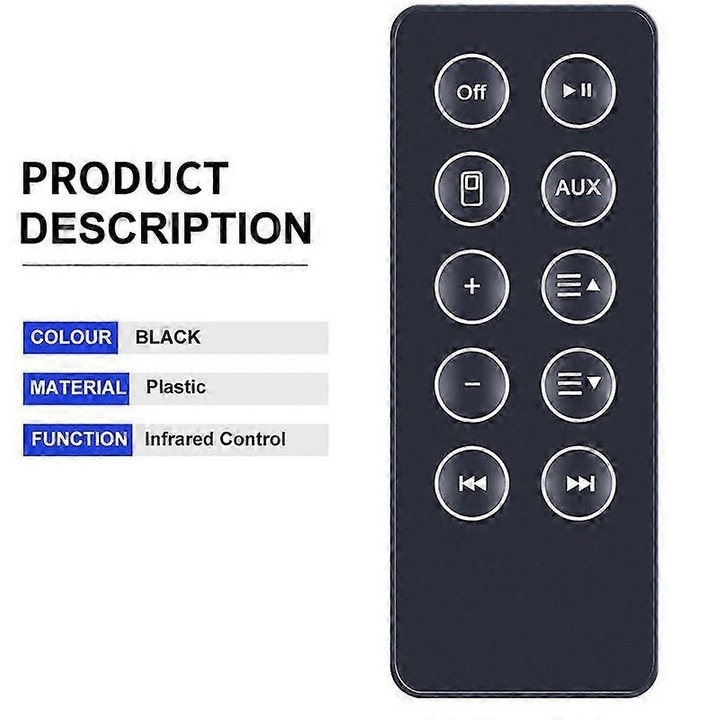 Telecomanda pentru Sounddock 10 SD10, negru, 1xCR2025