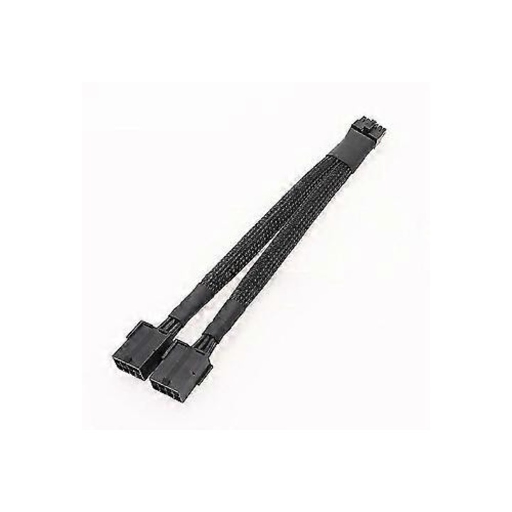 Кабел адаптер PCIe 12VHPWR към двоен GPU 8 пина, черен, 20см