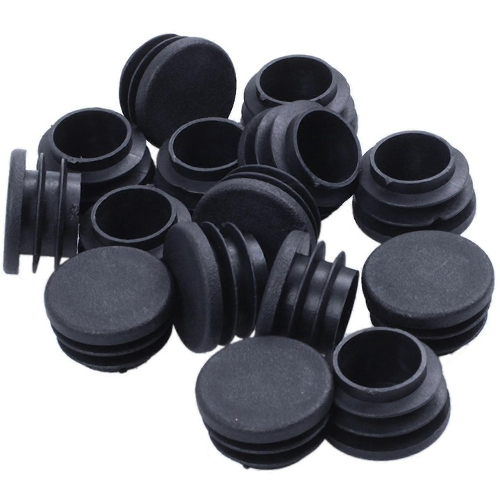 Set 15 buc Tuburi rotunde din plastic, negru, 25x15mm