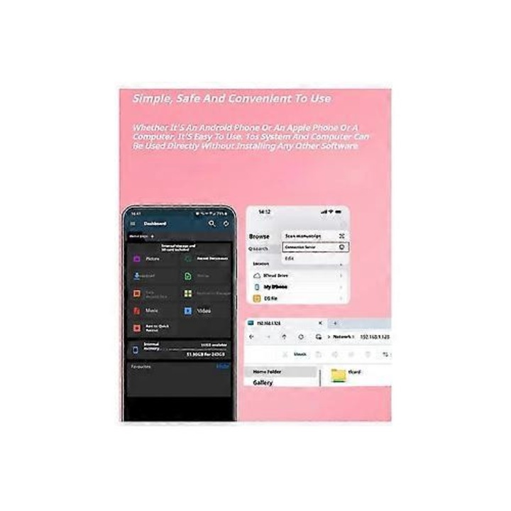 Server de imprimare wireless, 2.4G WiFi, negru, 8x8x1.8cm