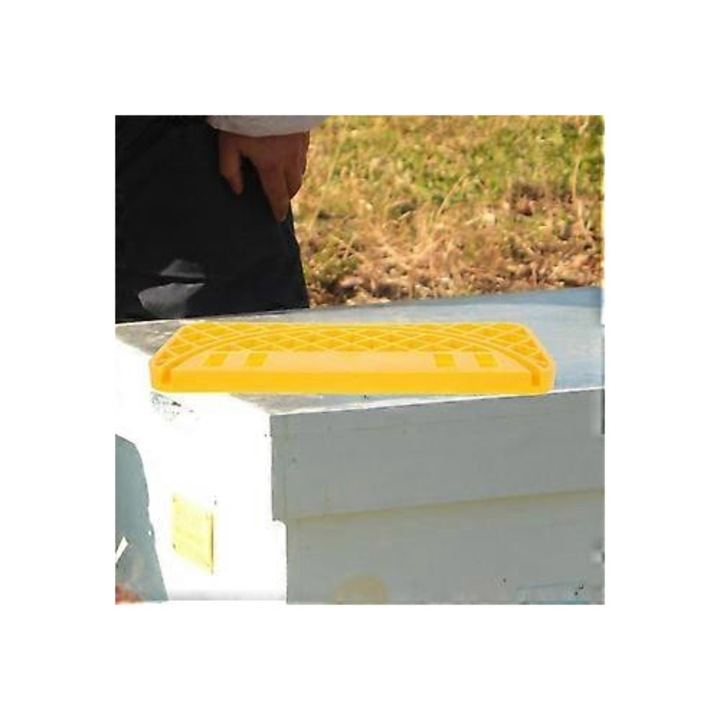 Unealta apicola plastica pentru razuit miere, suport galeata 25L, galben