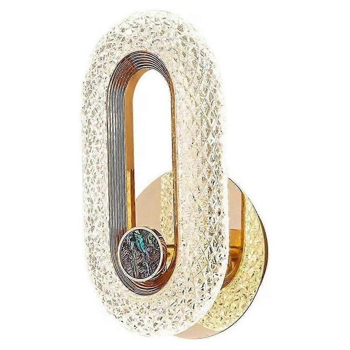 Модерна LED кристална лустра 8W, регулируема, златиста, 30x30см