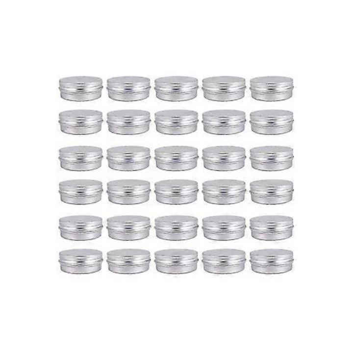 Комплект 30 козметични кутии от алуминий със сребрист винтов капак 50x20mm 30ml