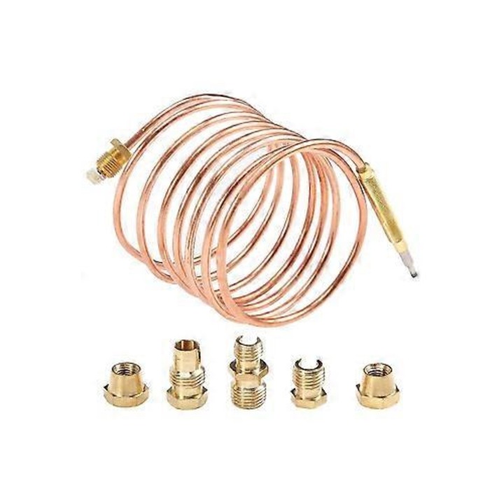 Termocuplu universal pentru aragaz, 1500mm, cu 5 piulite, cupru, auriu