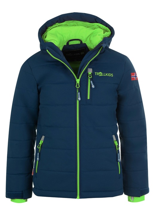 Geaca sportiva copii Trollkids Kids Hemsedal Snow Jacket XT, impermeabila, respirabila, verde/bleumarin, poliester