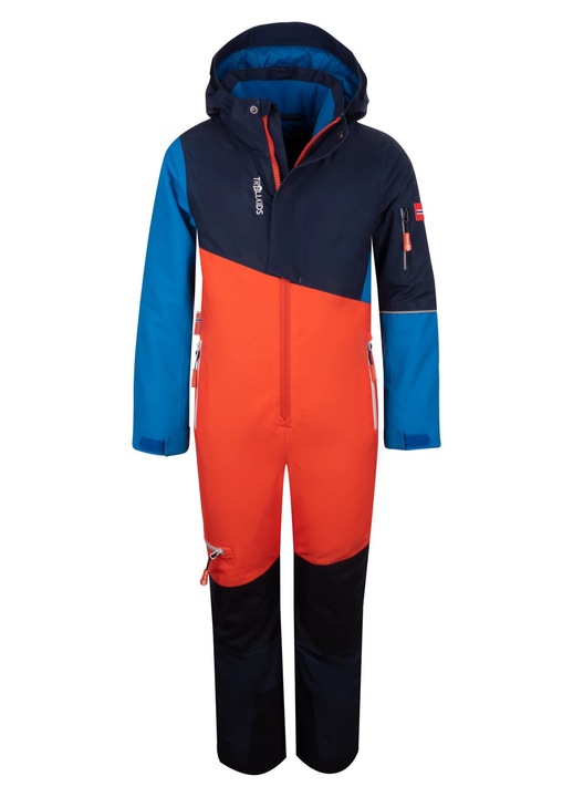 Salopeta copii Trollkids Hallingdal, multicolor, impermeabila, detalii reflectorizante, poliester