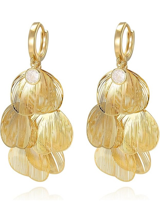 14k arany női elegáns kerek fülbevaló 585
