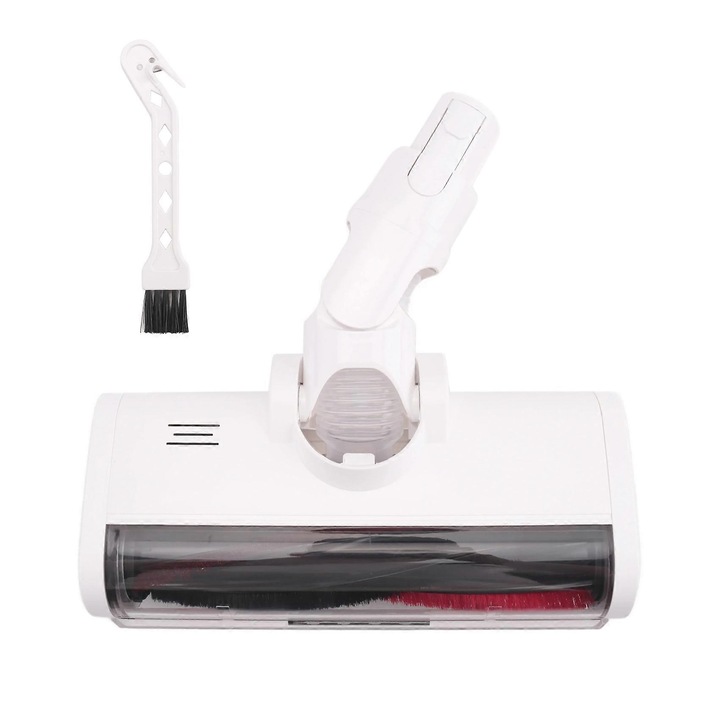Elektromos padlókefe Xiaomi K10/G10, Xiaomi 1C, Dreame V8/V9B/V9P/G9 kompatibilis, LED-del, 180°-ban forgatható fejjel, dupla puha hengerrel kemény padlókhoz és szőnyegekhez, ABS, nylon/karbon sörték, fehér, 1 db