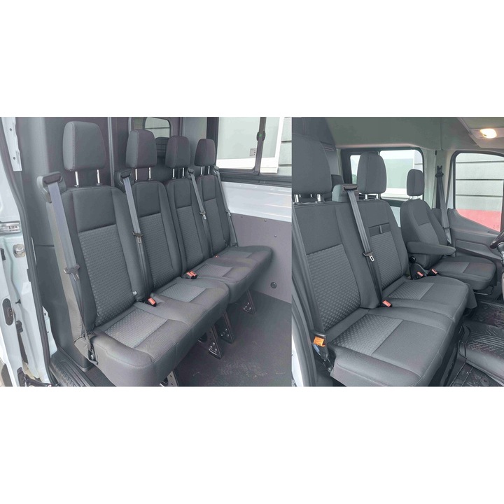 Huse scaune auto Ford Transit Mk8 2014-2024 7 locuri rezistente negre