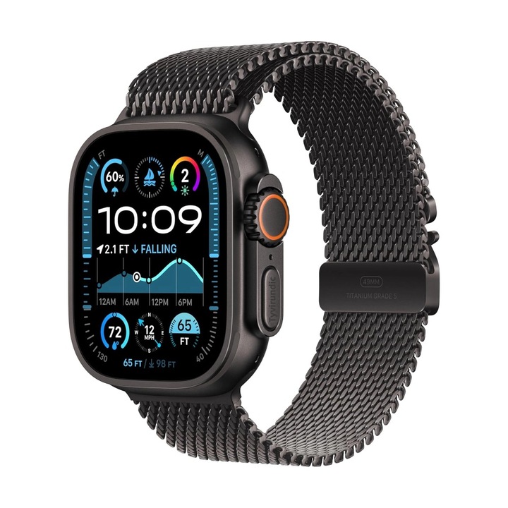 Каишка за смарт часовник Tyvirundic Milanese метална черна 49мм регулируема магнитна за Apple Watch Ultra/Ultra 2/Ultra 3/11/10/SE/9/8/7/6/5 (44/45/46/49 мм)