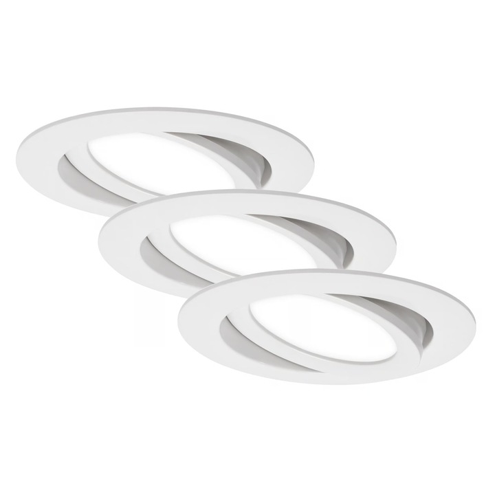 Set 3 spoturi LED incastrate, alb, 7W, 10.6cm, rotative, lumina neutra 4000K