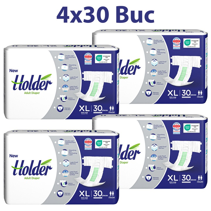 Scutece adulti Holder, marimea XL, talie 120-170 cm, 120 buc