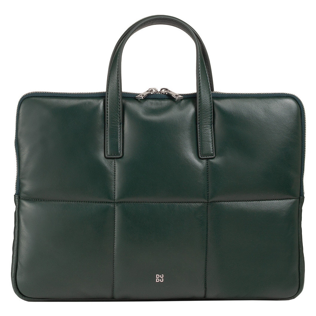 Geanta laptop DuDu, piele naturala, matlasata, negru, 40x30x10cm