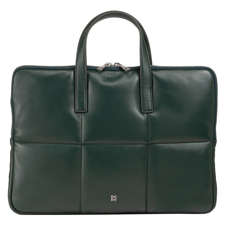 Geanta laptop DuDu, piele naturala, matlasata, negru, 40x30x10cm