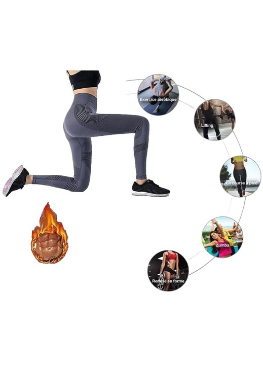 Női sport leggings, magas derék, rugalmas kompresszió, szürke, nejlon és elasztán, L INTL