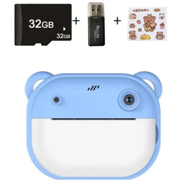 Azonnali fényképezőgép gyerekeknek 24MP 32GB hőnyomtatás kék 2inch