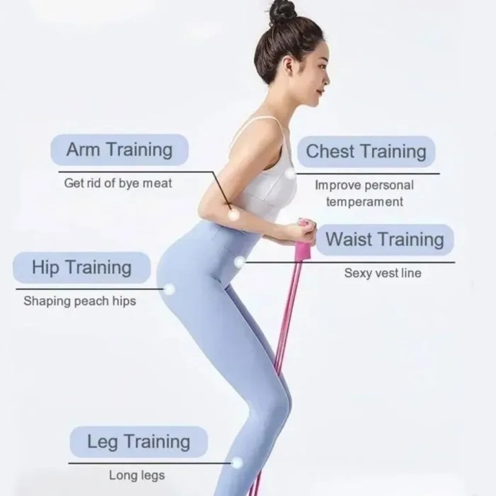 Aparat antrenament abdominal, 6 tuburi, cordon elastic, negru