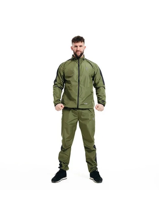 Trening Fitness, tehnologie Heat Suit, verde, material Instant Sweat, set jacheta si pantaloni, 3XL INTL
