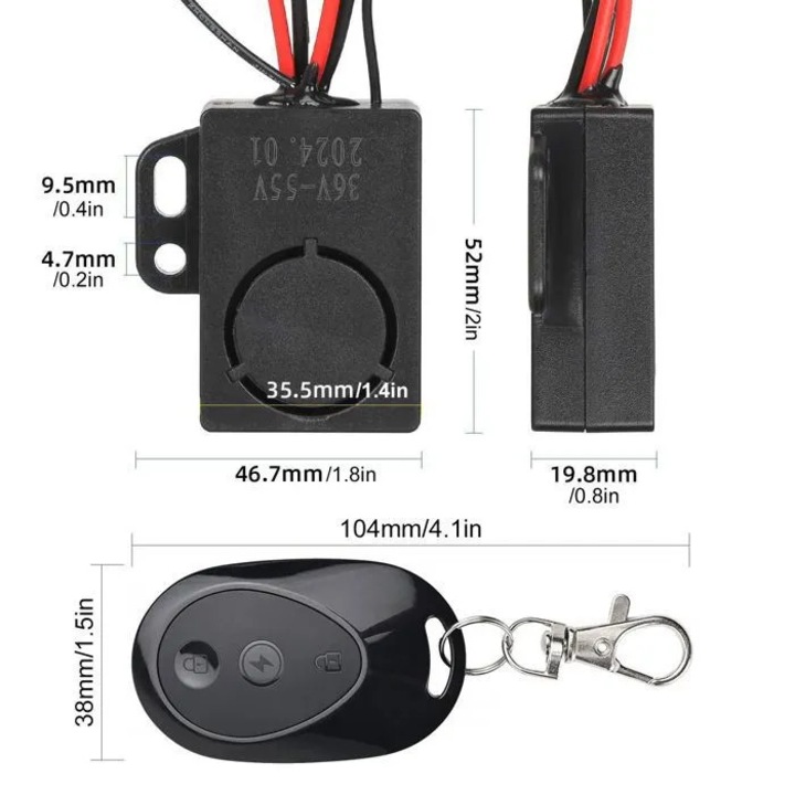 Alarma antifurt pentru trotinete electrice, accesorii, negru