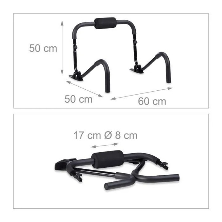 Aparat fitness abdomene, roller cu suport ergonomic, negru, 50x60x50 cm