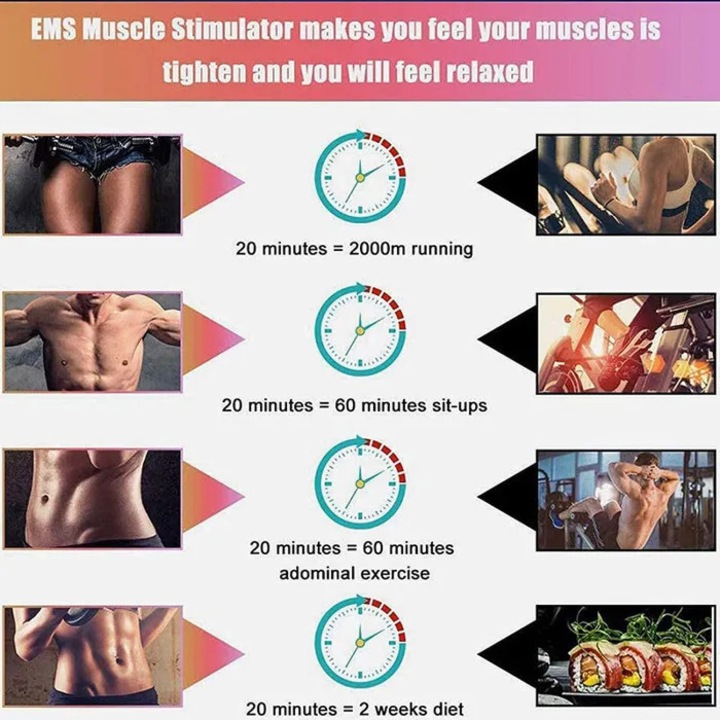 Преносим безжичен EMS коремен колан, интелигентно фитнес устройство, черен