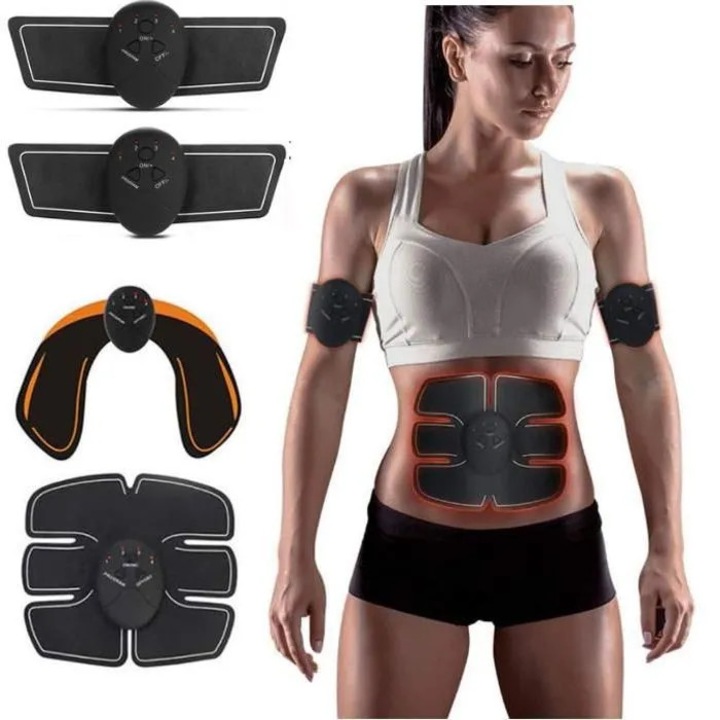 Izom elektrostimulátor hasra és testre, tonizálás, masszázs, fitnesz, fekete