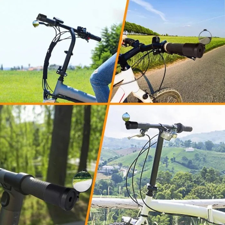 Oglinda bicicleta pliabila 360 rotativa, acrilica convexa, neagra, 36mm