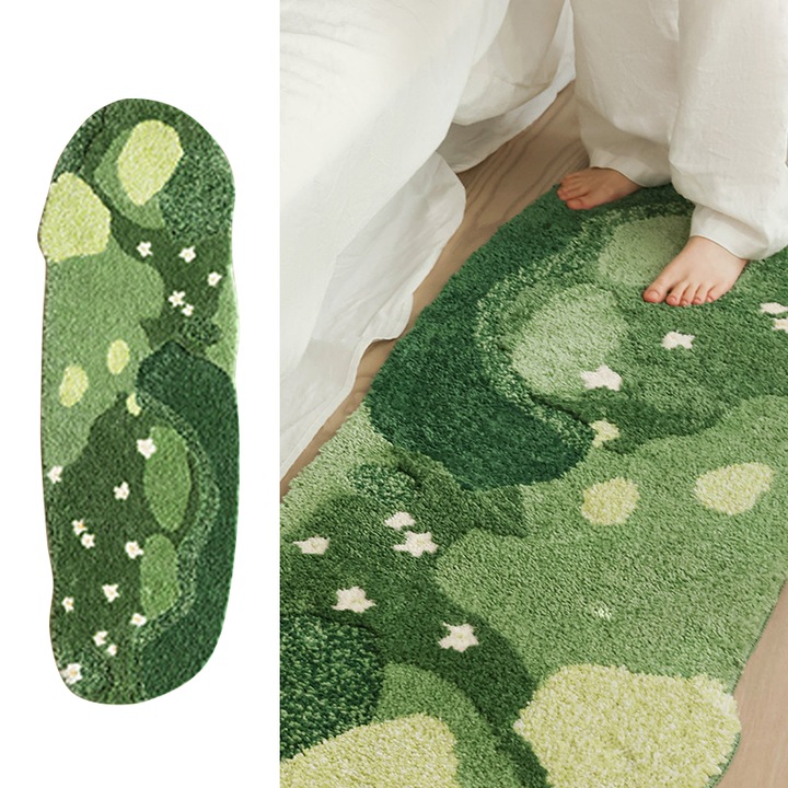 Covor dormitor, verde, moale, antiderapant, 50x150cm