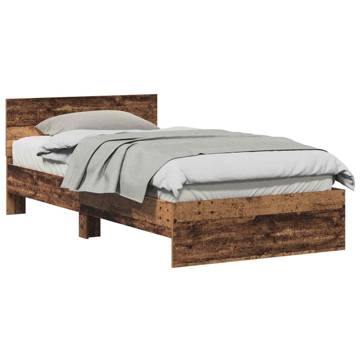 vidaXL Ágykeret fejtámlával Öreg fa 203 x 104 x 70 cm Faanyag 3376050
