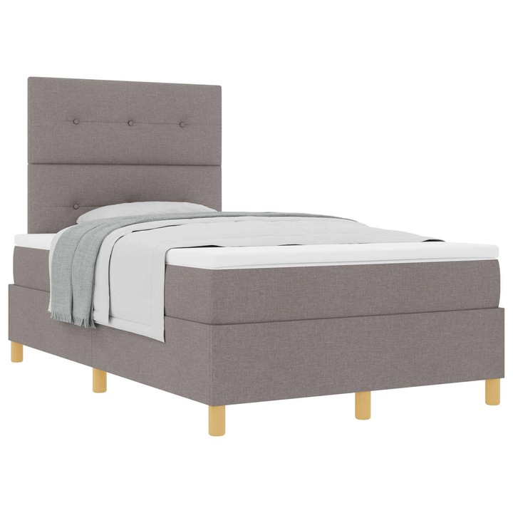 vidaXL Boxrugós ágy matracmal fejtámlával Tópszínű 120 x 200 cm szövet 3339613