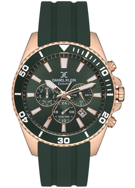 Ceas barbatesc Daniel Klein 12837-5 verde inchis roz auriu 47x11mm silicon 23x20mm