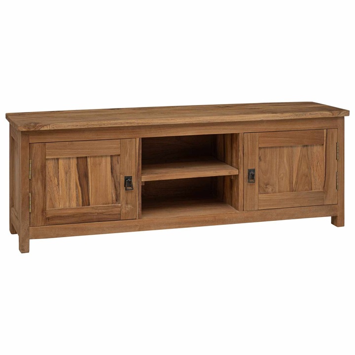 Comoda TV vidaXL, 110 x 30 x 40 cm, natural Lemn solid de tec