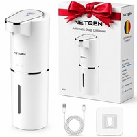 Dozator Automat de Sapun NETQEN®, Senzor Infrarosu Touchless, Dispenser Electric Sapun spuma, 3 Trepte Dozare, Acumulator 1200mAh USB Reincarcabil, Montaj Perete, Functie Auto-Curatare, Pentru Baie / Bucatarie, AS121, Alb