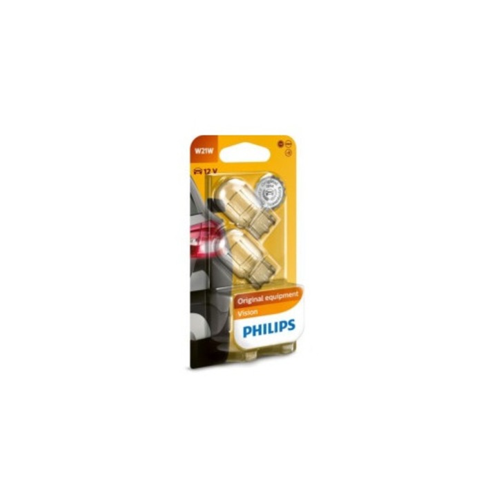 Комплект 2 крушки 12V W21W Vision блистер Philips