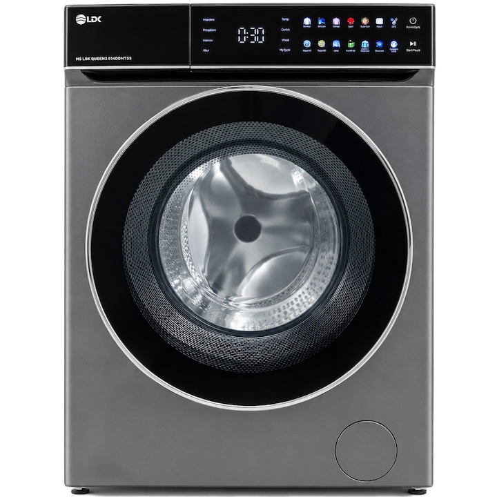 Masina de spalat rufe LDK Queen3 814DDMTSS, Clasa A, Capacitate 8 Kg, 1400 rpm, 14 programe, Control Touch, Steam, Super Spa, My Cycle, Amanare pornire, Prespalare, Intensiv, Motor Inverter Direct Drive, Argintiu