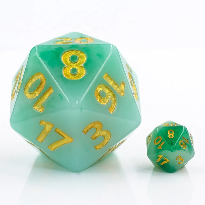 Kocka RPG K20, fém, 5,5 cm, jádezöld