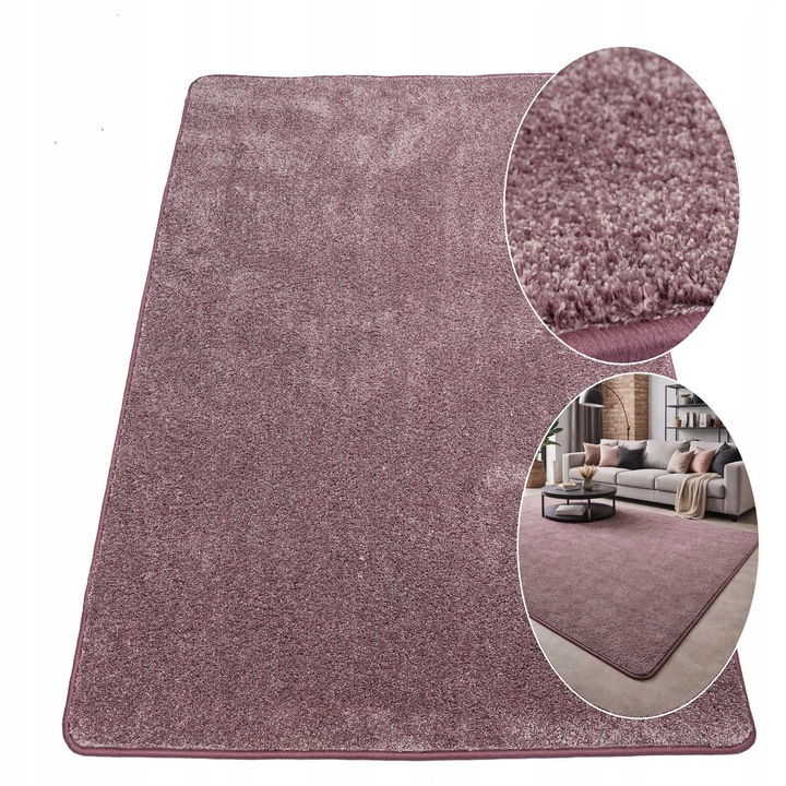 Covor Living, elSimone, 300 x 300 cm, Mov Prafuit, Colectia Residence Classic, 100% Poliester, Grosime 16 mm, Baza Fetru, Pentru Incalzire in Pardoseala, Antistatic, Izolare Fonica, Fir Moale si Pufos, Efect Stralucitor, Calitate Premium