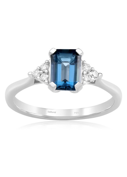 Inel Aur 18k Diamante, London Blue Topaz DERUVO, RP-18031LBT-W52, Marime 52
