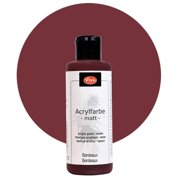 Vopsea acrilica, cremoasa si intensa, VIVA DECOR, 82 ml Visiniu Bordeaux