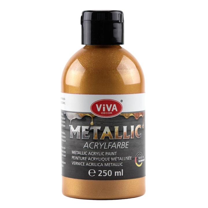 Vopsea acrilica metalica, cremoasa si intensa, VIVA DECOR, 250 ml Bronz