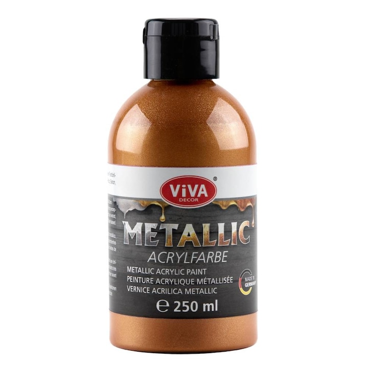 Vopsea acrilica metalica, cremoasa si intensa, VIVA DECOR, 250 ml Cupru
