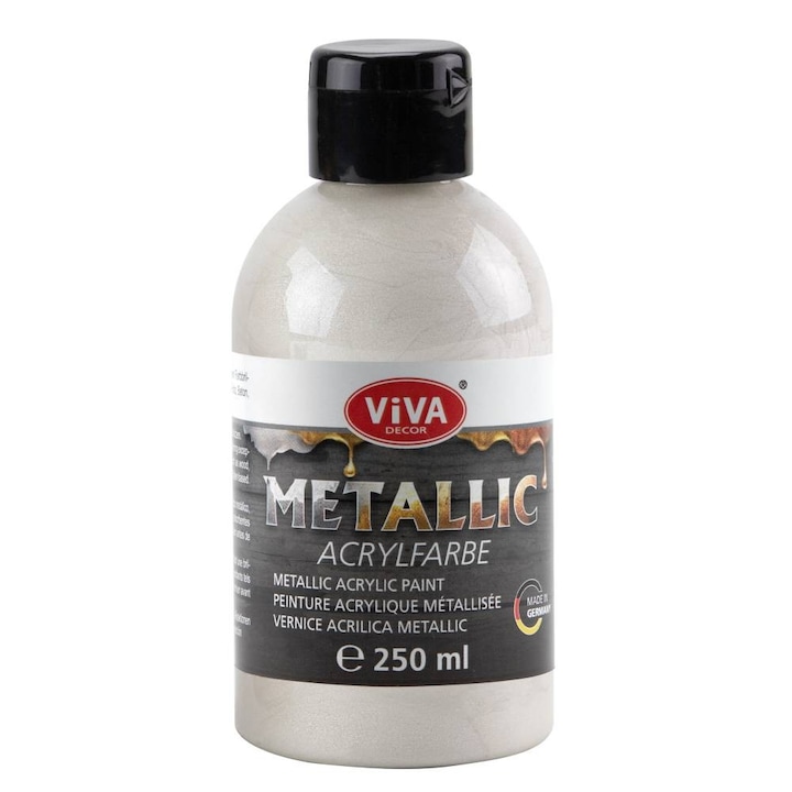 Vopsea acrilica metalica, cremoasa si intensa, VIVA DECOR, 250 ml Alb perlat