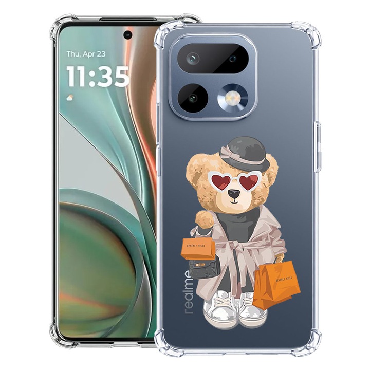 BestCase® Husa Anti Shock Compatibila cu Realme 16 Pro 5G, Teddy Bear Shopping, Protectie Camera, Rezistenta la uzura, 3143991 AS 1458