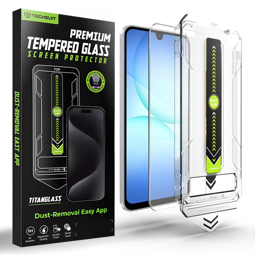 Folie Sticla pentru Samsung Galaxy A16 4G / A16 5G / A17 4G / A17 5G Daden TitanGlass, Kit de instalare usoara si rapida cu dispozitiv de potrivire automata, Protectie Profesionala, Ultra Rezistenta, Transparenta