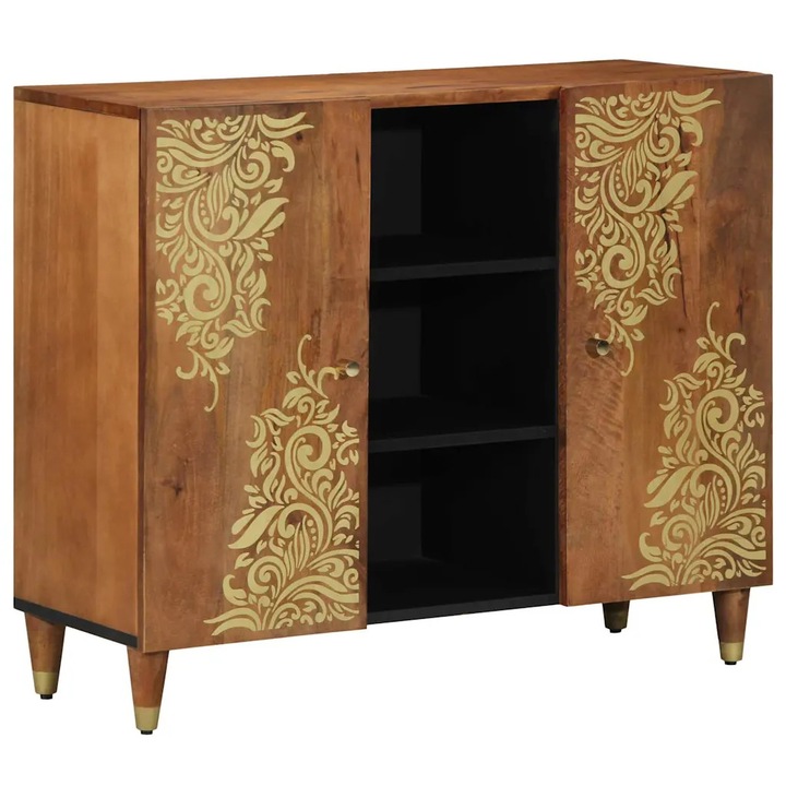 vidaXL Széf polcokkal tárolóval Barna 90 x 33 x 75 cm Tömör Mangófát 4018764