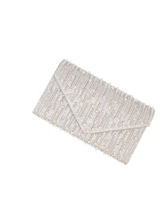 Geanta plic, de dama, din material sintetic, ButicCochet, 22x12x5 cm, cu perle si strasuri, Auriu - GND1112